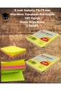 5 renk fosforlu 75x75 mm Küp Neon Yapışkanlı Not Kağıdı 100 Yaprak Memo Stick Notes