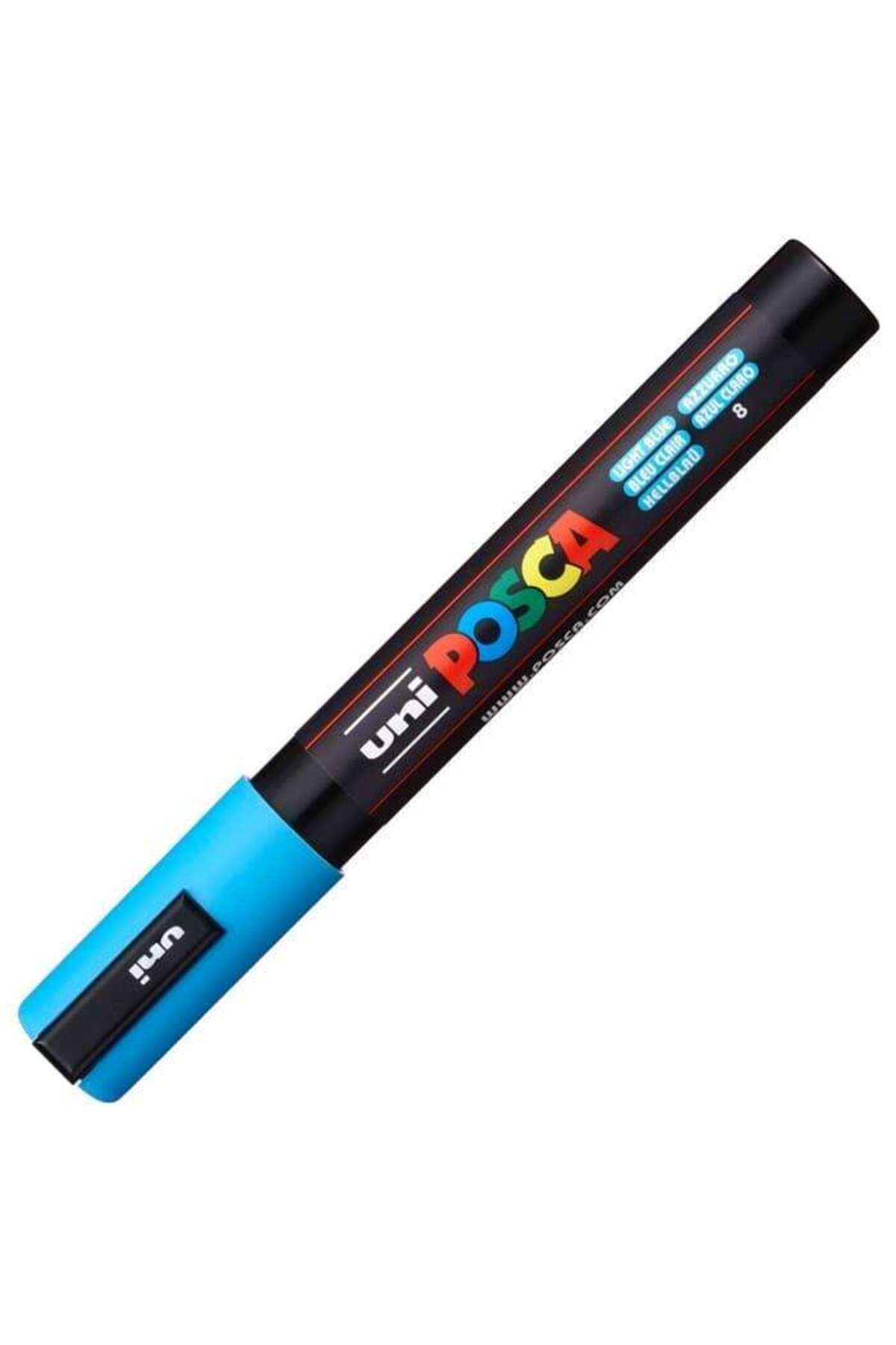 Uniball Posca 1.8-2.5mm Yuvarlak Uçlu Poster Markörü Açık Mavi (8) / PC5M