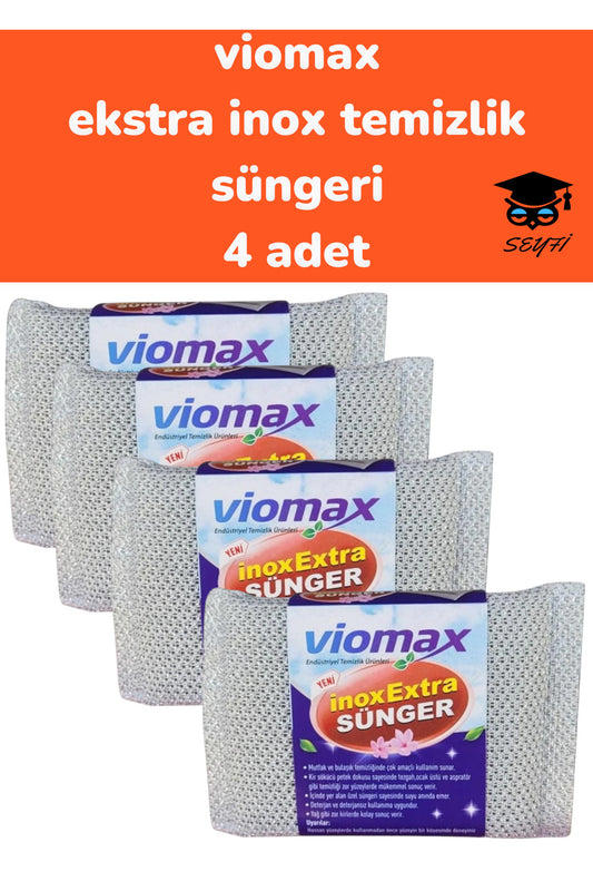 viomax ekstra inox temizlik süngeri 4 adet