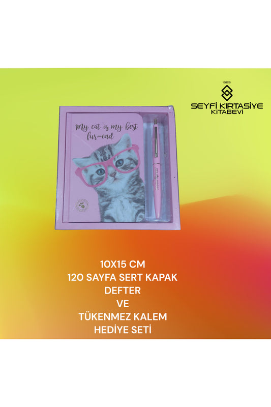 10X15 CM ÇİZGİLİ 120 SAYFA SERT KAPAK DEFTER VE TÜKENMEZ KALEM HEDİYE SETİ