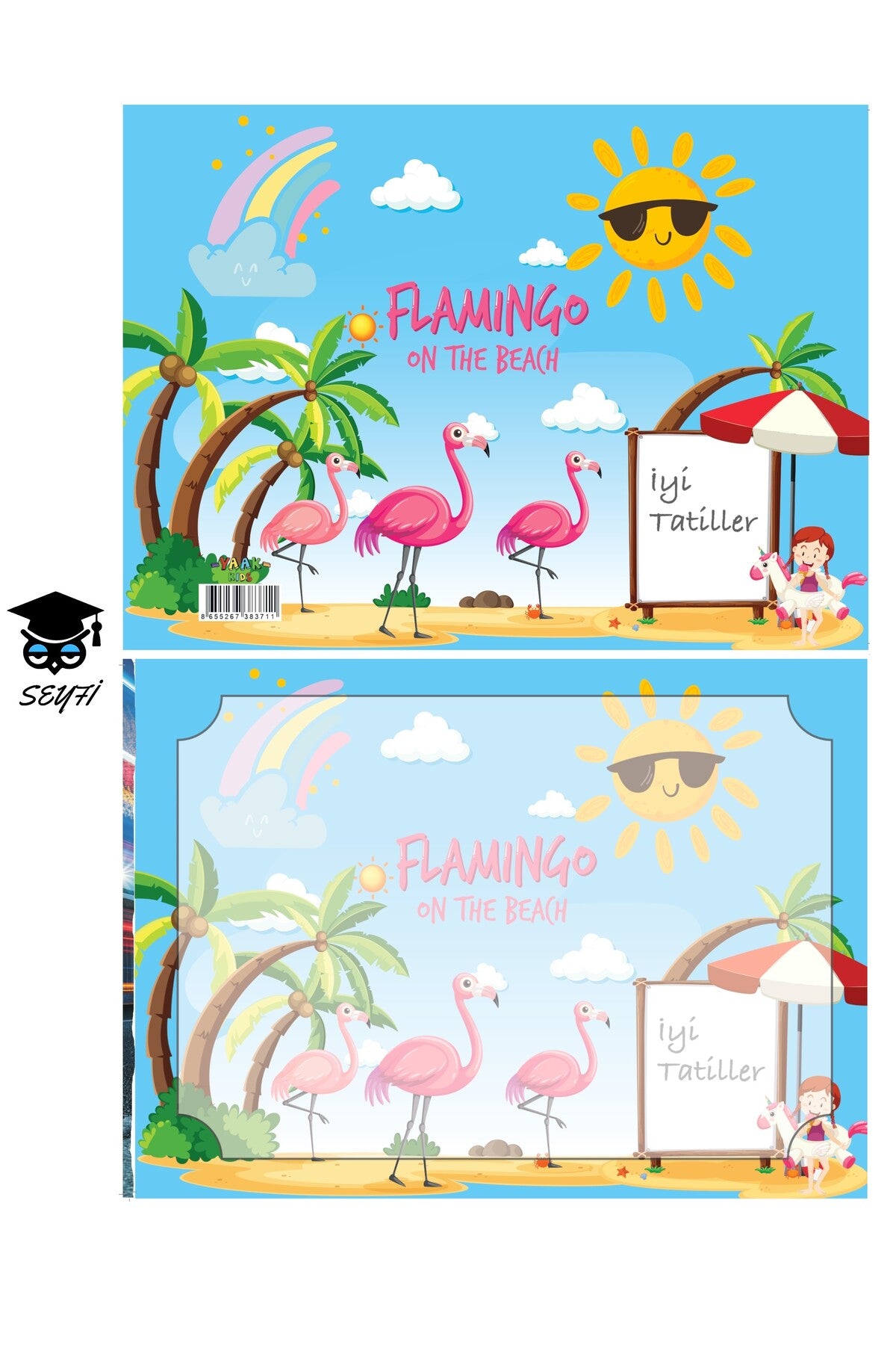 10 adet Karne Kılıfı 24x33 cm FLAMİNGO desenli Yüksek Gramaj Kartona Baskılı