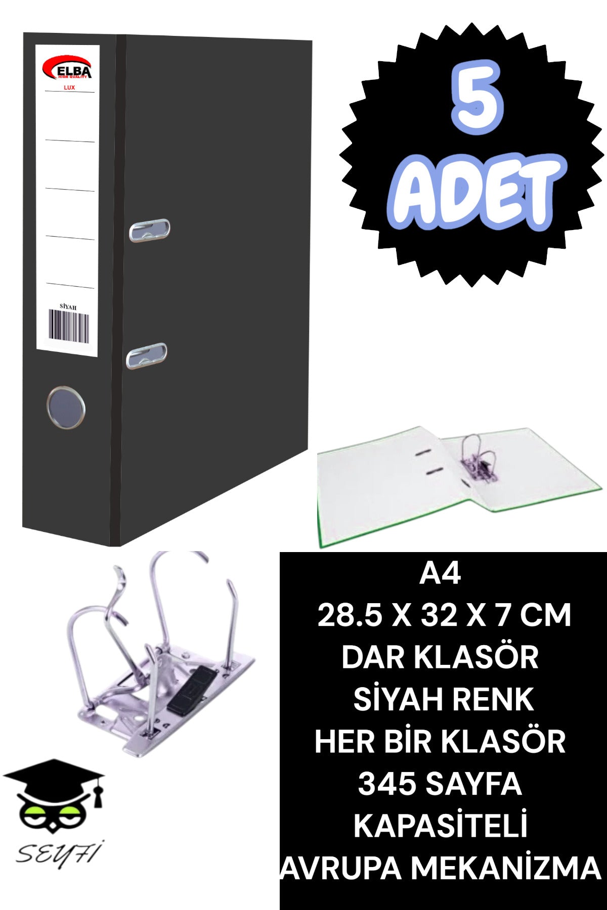 A4 OFİS KLASÖRÜ BÜRO EVRAK DÜZENLEYİCİ KLASÖR ÇİFT METAL HALKA AVRUPA MEKANİZMA