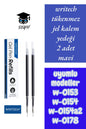 writech tükenmez kalem jel yedeği 2 adet mavi uyumlu modeller w-0153 w-0154 w-0154a2 w-0178
