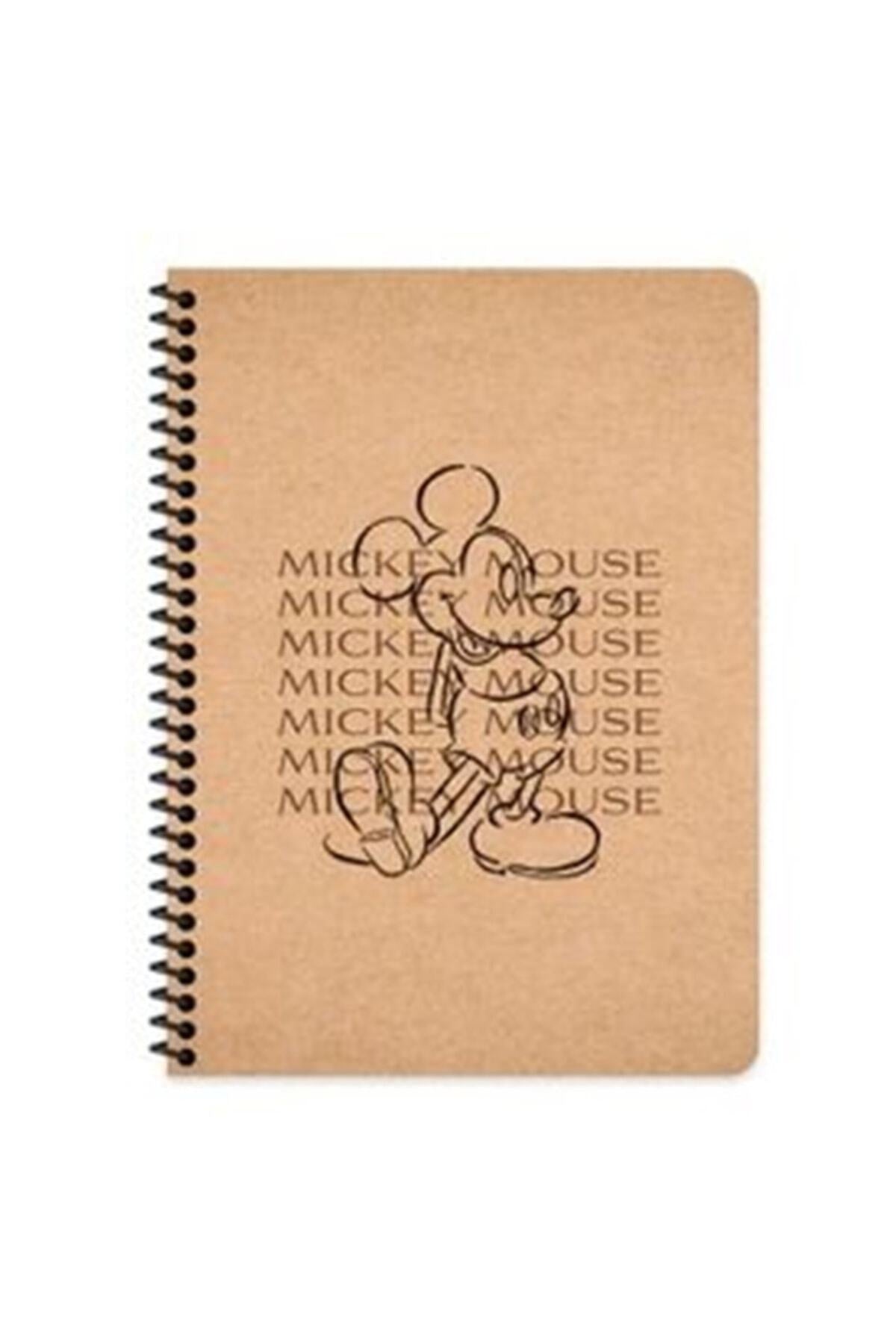 Mickey Mouse 16x22 Cm Çizgisiz Defter Beyaz Sayfa Kraft Kapak 80 Sayfa