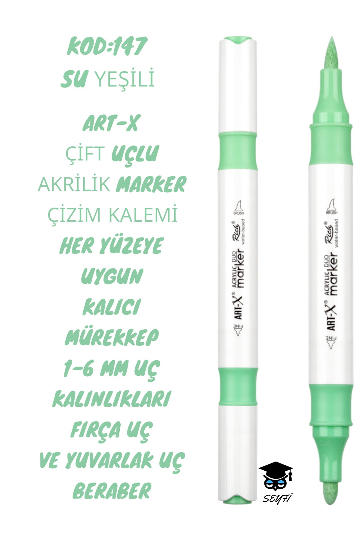ART-X ÇİFT UÇLU AKRİLİK MARKER ÇİZİM KALEMİ HER YÜZEYE UYGUN KALICI MÜREKKEP 1-6 MM UÇ KALINLIKLARI