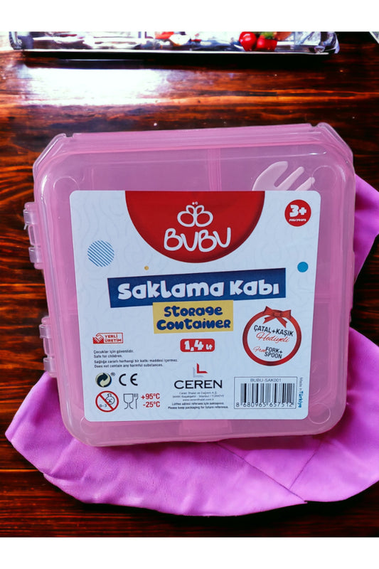 SAKLAMA KABI SETİ ÇATAL + KAŞIK PLASTİK BESLENME KABI