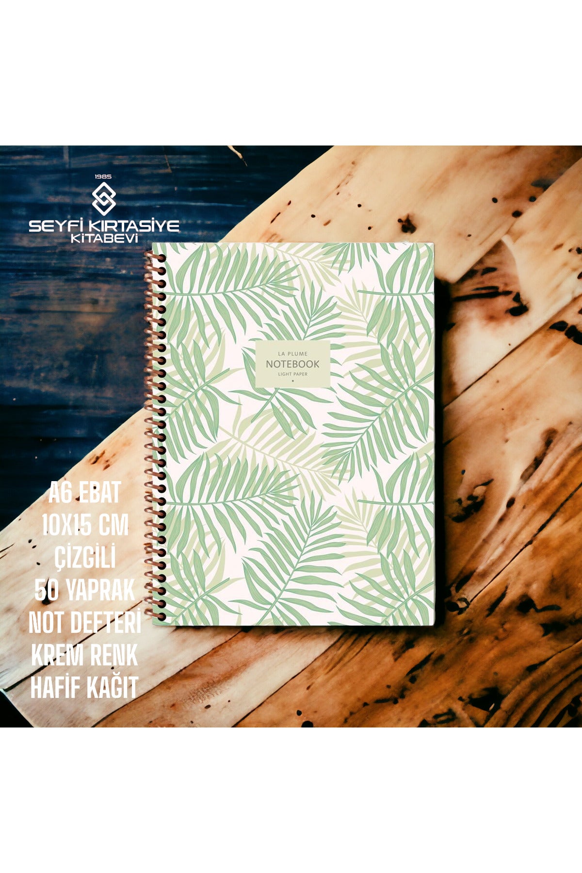 10x15 Cm ÇİZGİLİ 50 Yaprak Hafif Not Defteri La Plume Karton Kapak Telli Defter 70 Gr Ivory Kağıt