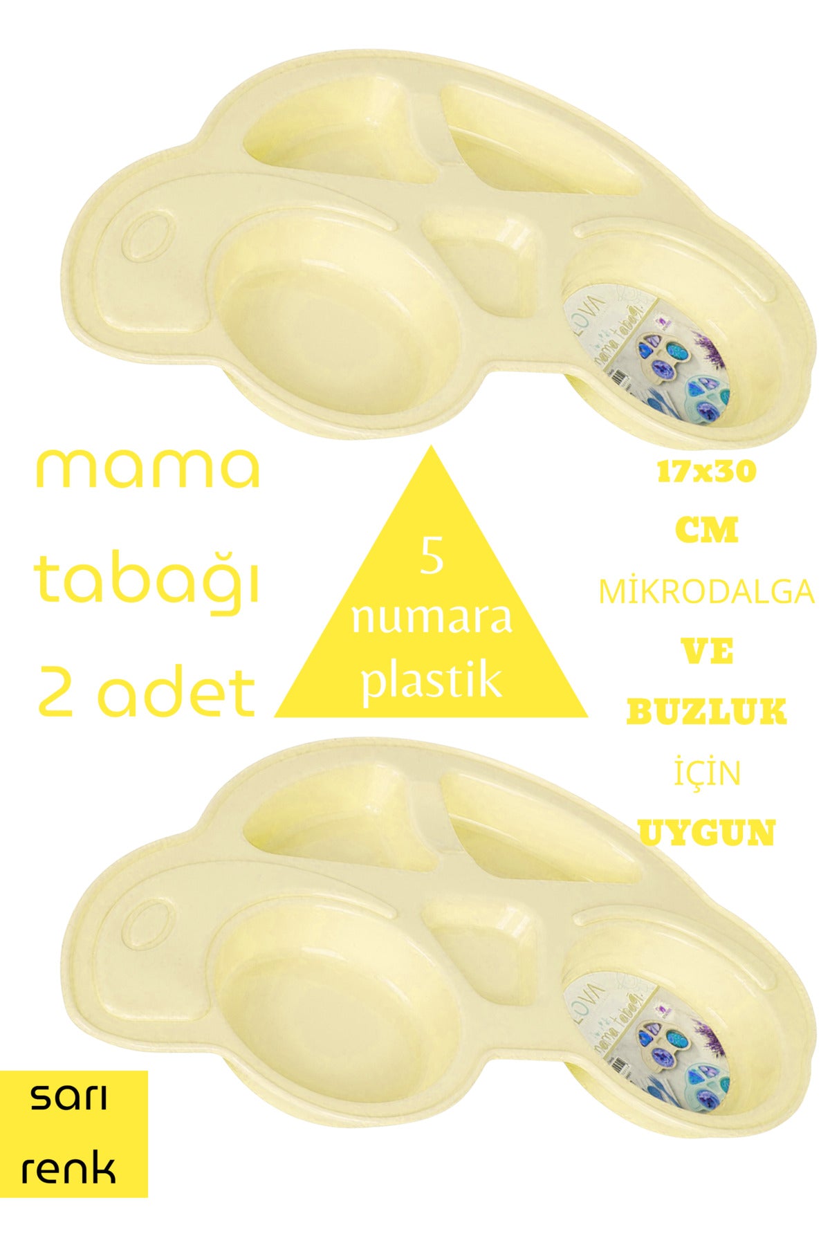mama tabağı 2 adet 17x30 CM MİKRODALGA VE BUZLUK İÇİN UYGUN 5 numara plastik
