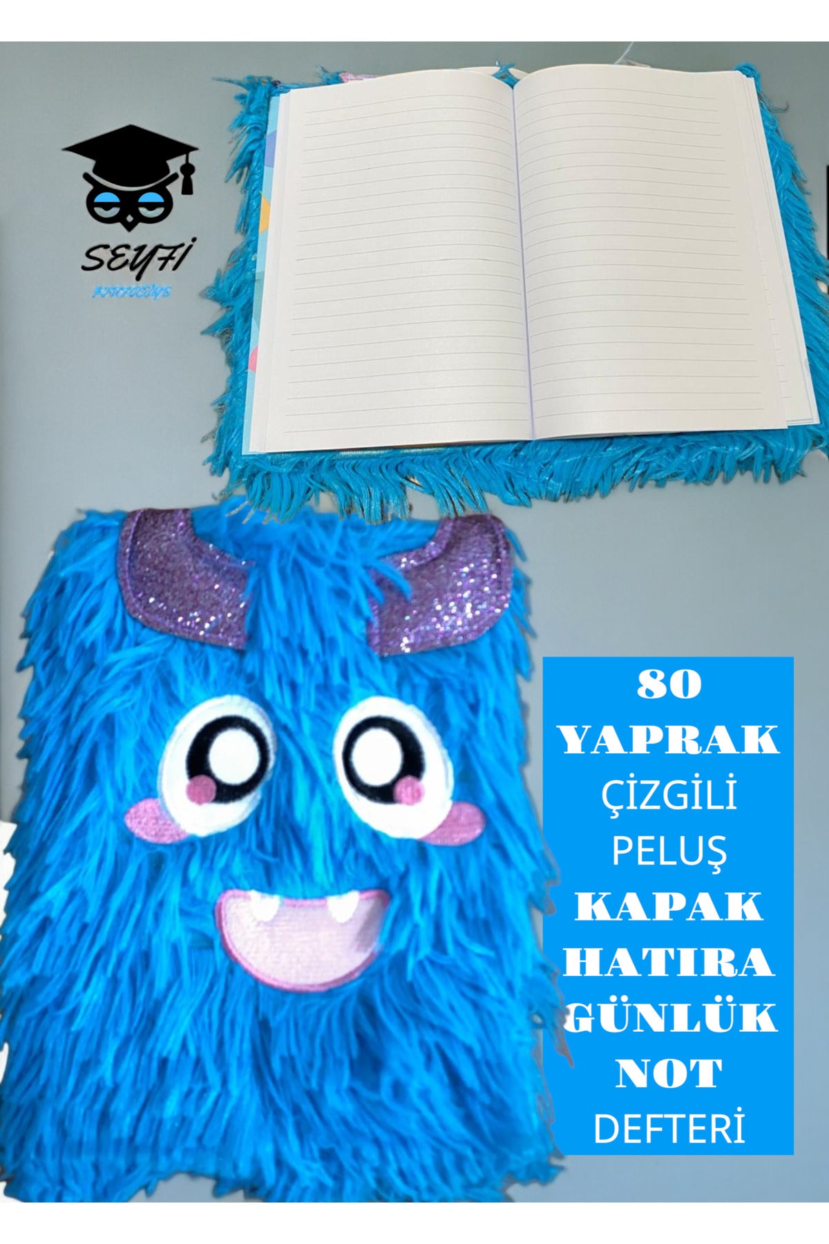 A5 (14X20 CM) EBAT 80 YAPRAK ÇİZGİLİ PELUŞ KAPAK HATIRA GÜNLÜK NOT DEFTERİ
