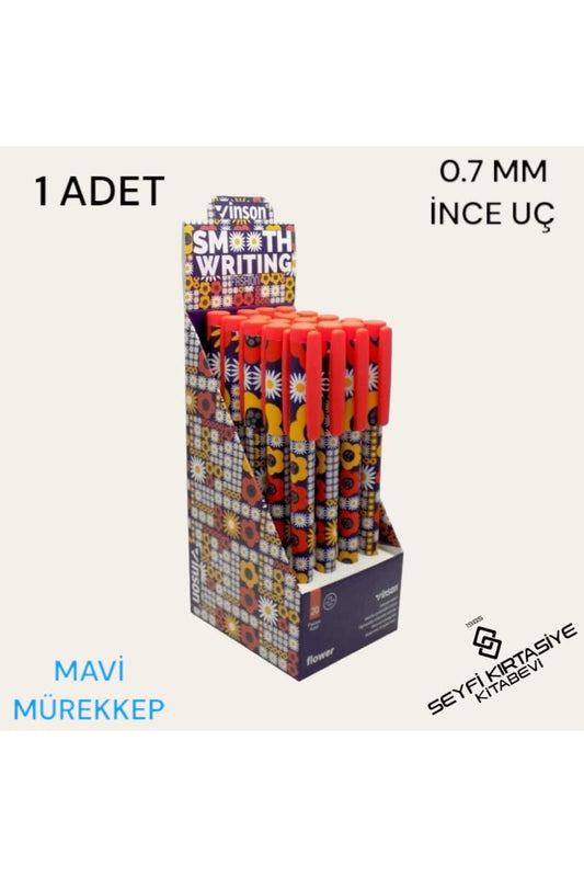 DESENLİ GÖVDE JEL TÜKENMEZ KALEM MAVİ MÜREKKEP 0.7 MM İĞNE UÇ İNCELİĞİ