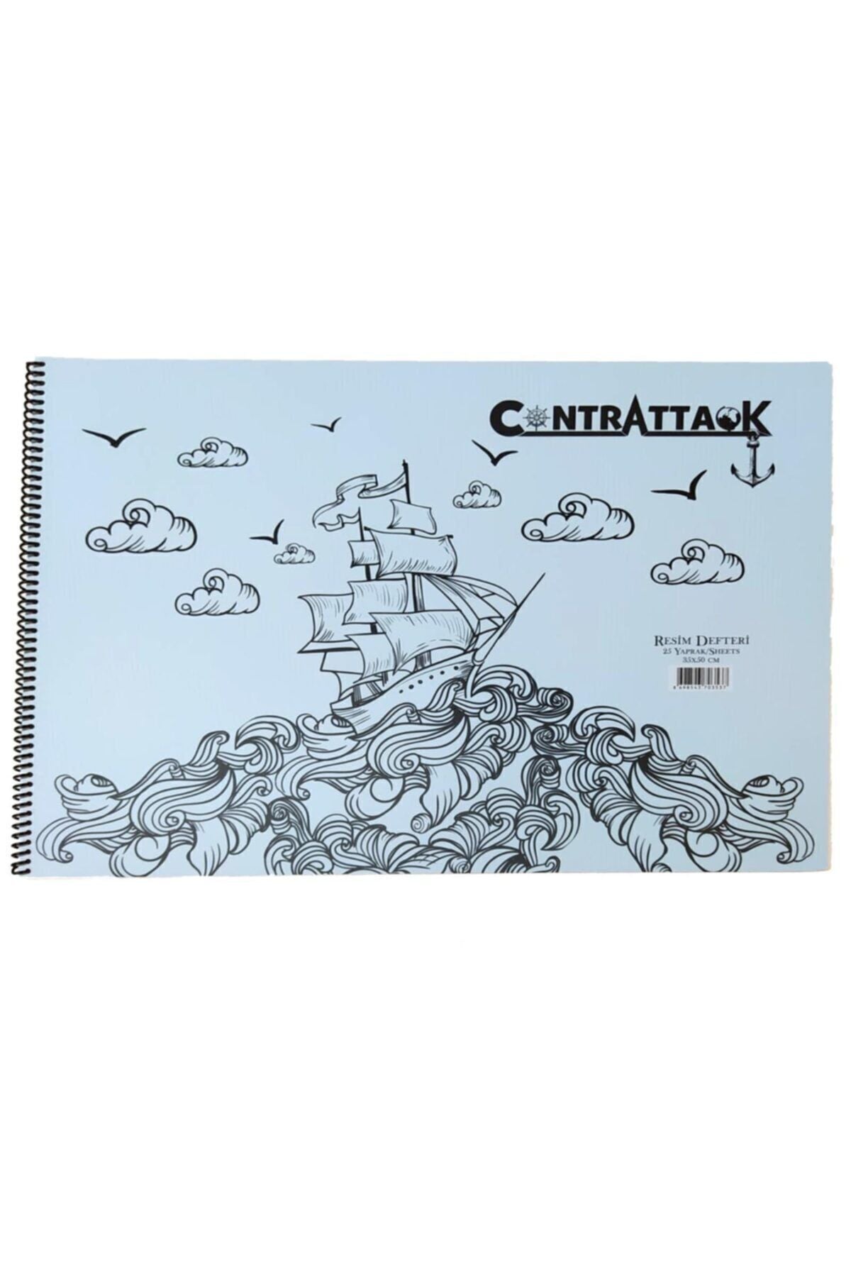 3 Adet Plastik Kapak Spiralli Resim Defteri 35 X 50 Cm 20 Yaprak