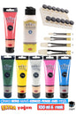6 RENK 100 ML EKSTRA YOĞUN AKRİLİK BOYA SETİ 140 CC PARLAK VERNİK ŞİŞELİ PALET 4 ADET FIRÇA