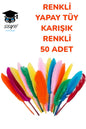 RENKLİ YAPAY TÜY KARIŞIK RENKLİ 50 ADET