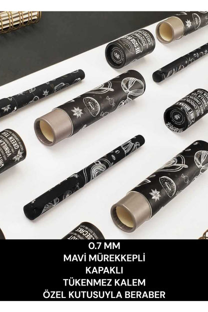 0.7 MM MAVİ MÜREKKEPLİ KAPAKLI TÜKENMEZ KALEM ÖZEL KUTUSUYLA BERABER