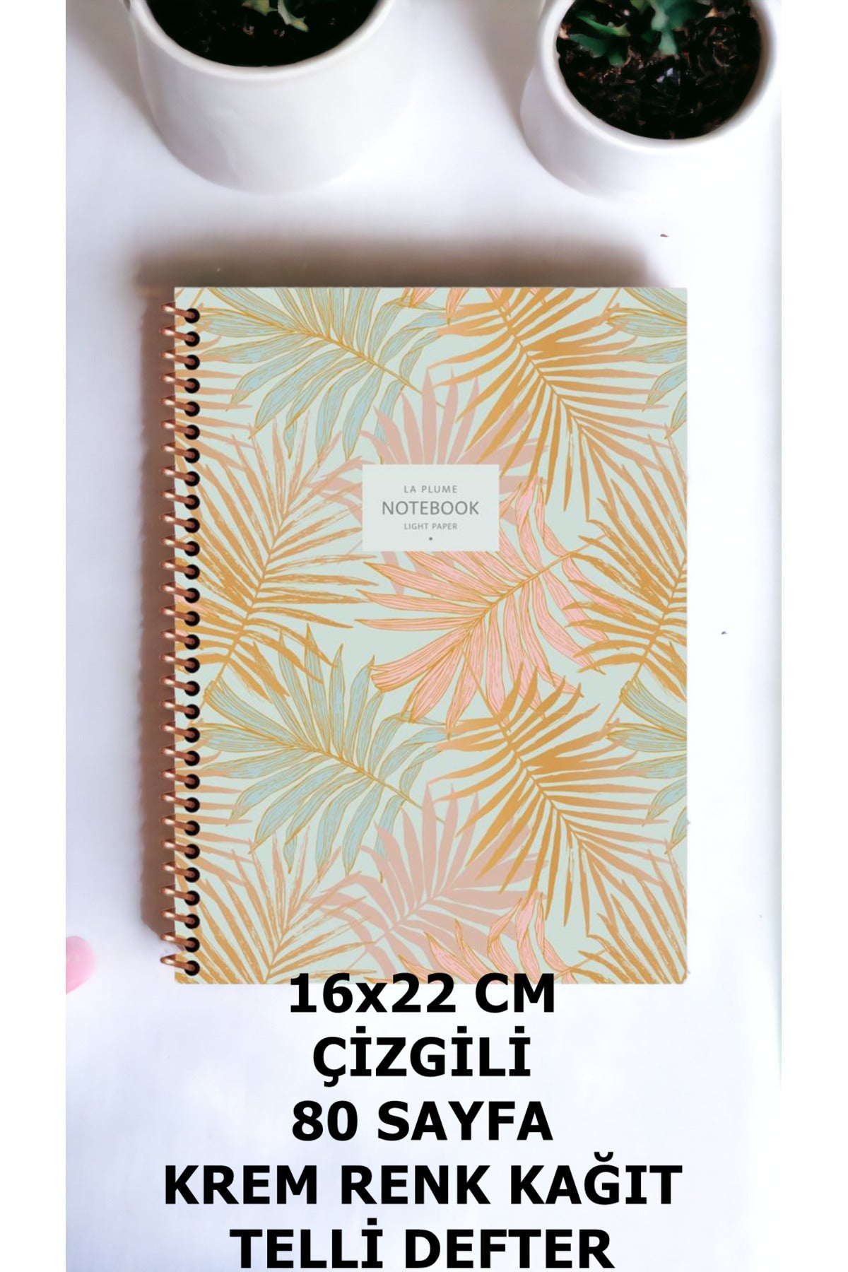 ÇİZGİLİ 16X22 CM 80 YAPRAK KARTON KAPAK TELLİ DEFTER KREM RENK SAYFALAR LA PLUME HAFİF DEFTER