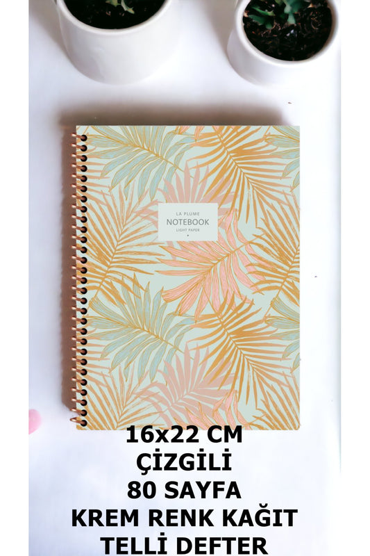 ÇİZGİLİ 16X22 CM 80 YAPRAK KARTON KAPAK TELLİ DEFTER KREM RENK SAYFALAR LA PLUME HAFİF DEFTER