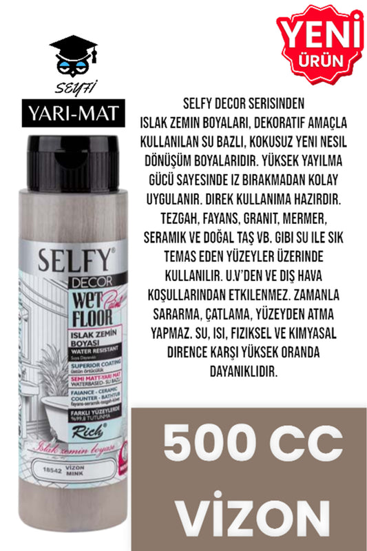 SELFY DECOR ISLAK ZEMİN BOYASI 500 CC MUTFAK TEZGAH FAYANS LAVABO KÜVET TUVALET ZEMİN HER YÜZEY İÇİN