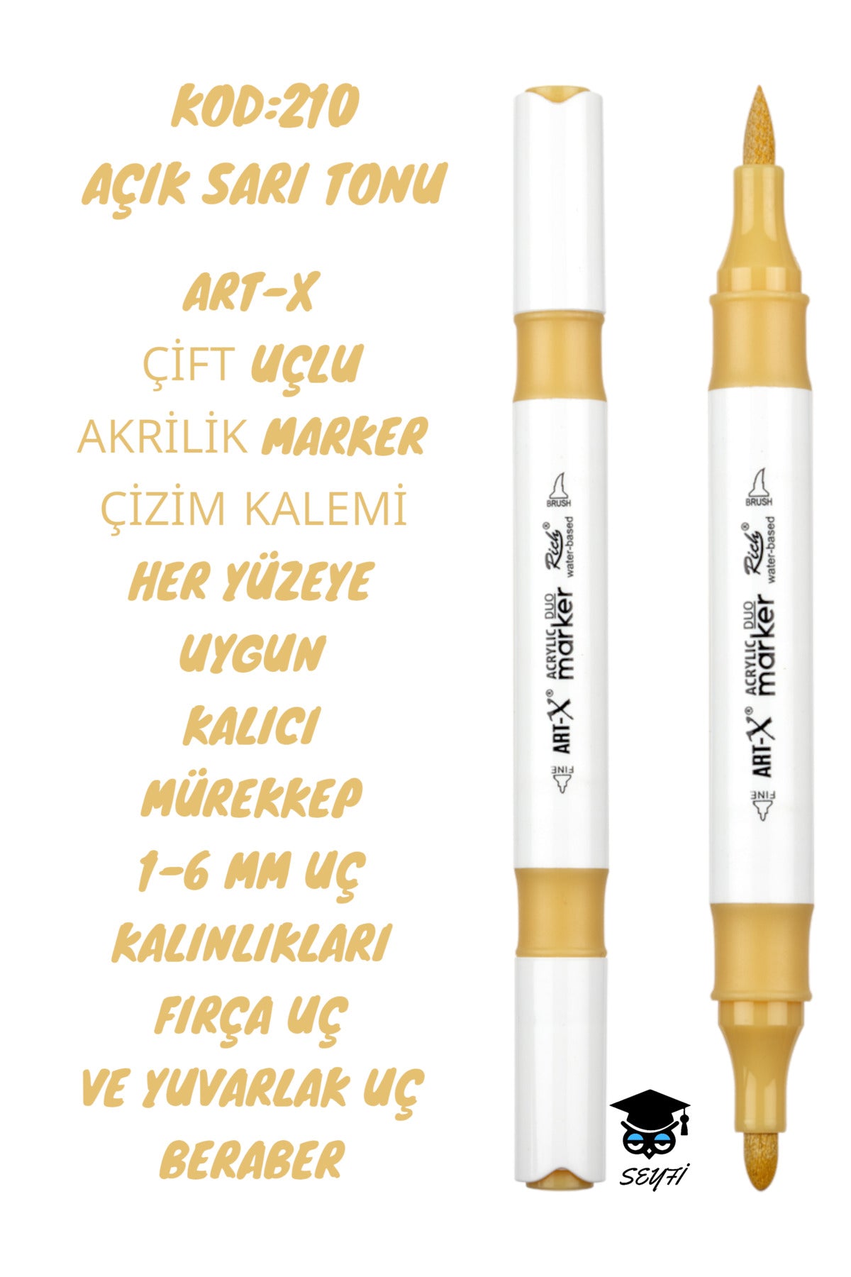 ART-X ÇİFT UÇLU AKRİLİK MARKER ÇİZİM KALEMİ HER YÜZEYE UYGUN KALICI MÜREKKEP 1-6 MM UÇ KALINLIKLARI