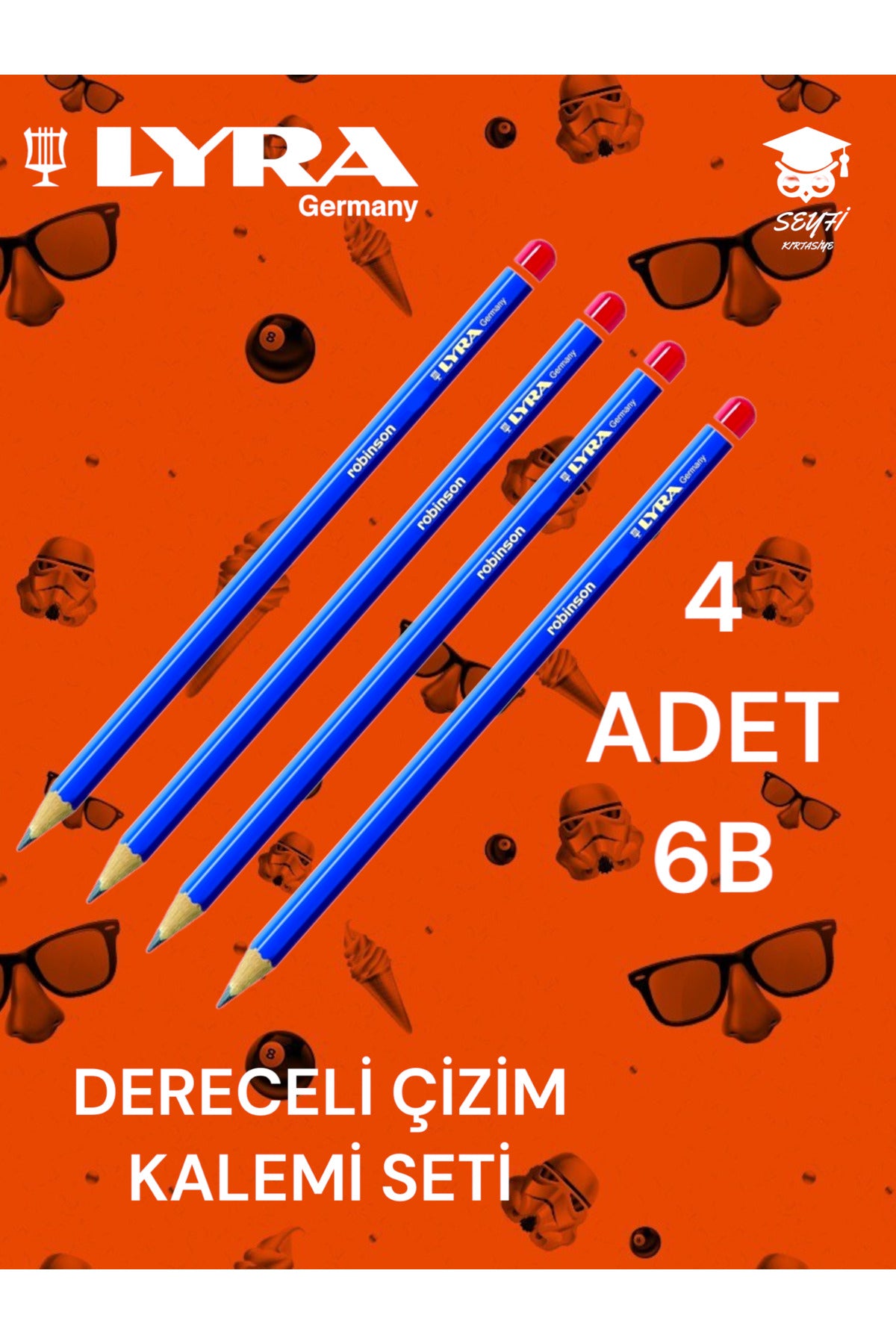 DERECELİ ÇİZİM KALEMİ SETİ 4 ADET KURŞUN ÇİZİM KALEMİ LYRA ROBİNSON ALMANYA ÜRETİM
