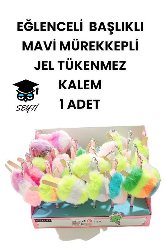 EĞLENCELİ BAŞLIKLI İNCE UÇLU JEL TÜKENMEZ KALEM MAVİ MÜREKKEP