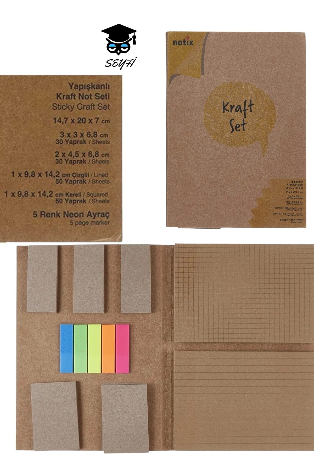 KRAFT KAĞIT NOT KAĞIDI SETİ DEFTER BİÇİMİNDE