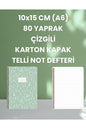10x15 CM (A6) 80 YAPRAK ÇİZGİLİ KARTON KAPAK TELLİ NOT DEFTERİ