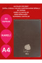 KARELİ A4 (21x30 CM) 80 YAPRAK KARTON KAPAK SPİRALLİ KREM RENK SAYFALAR ÜSTTEN AÇILIR LİNDEN