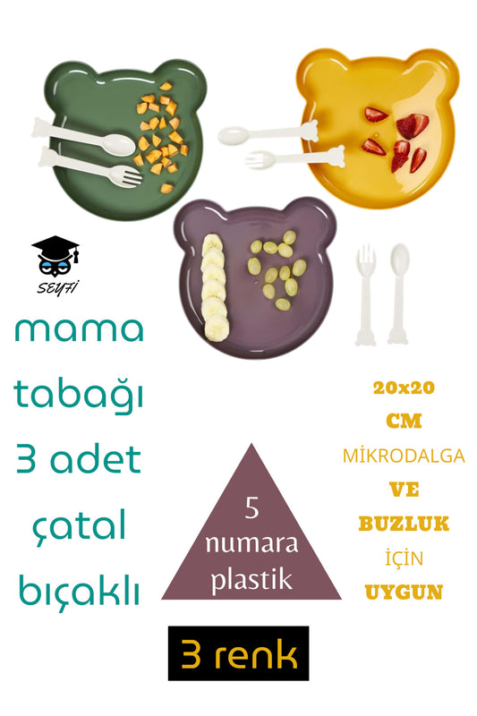 mama tabağı 3 adet 20x20 CM MİKRODALGA VE BUZLUK İÇİN UYGUN 5 numara plastik