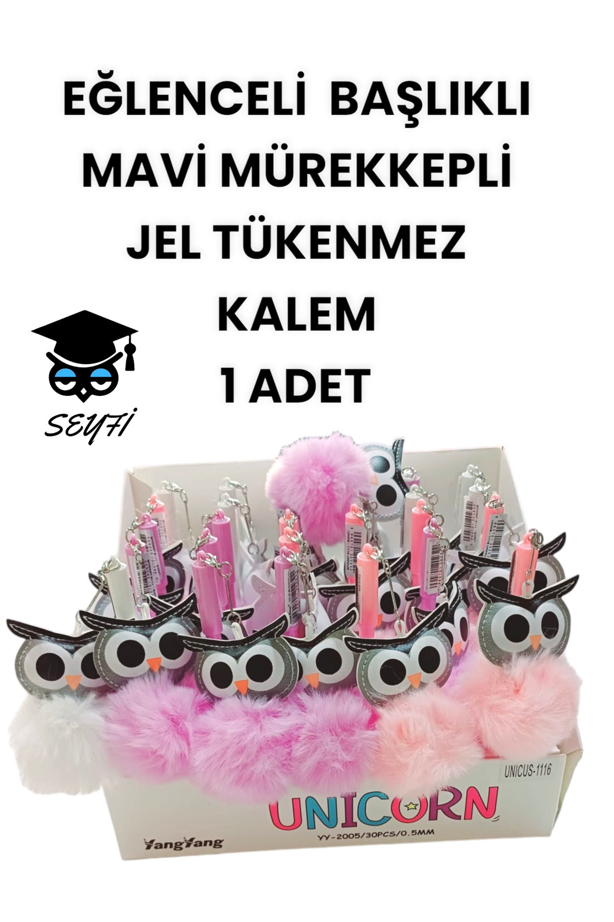 EĞLENCELİ BAŞLIKLI İNCE UÇLU JEL TÜKENMEZ KALEM MAVİ MÜREKKEP