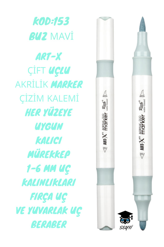 ART-X ÇİFT UÇLU AKRİLİK MARKER ÇİZİM KALEMİ HER YÜZEYE UYGUN KALICI MÜREKKEP 1-6 MM UÇ KALINLIKLARI