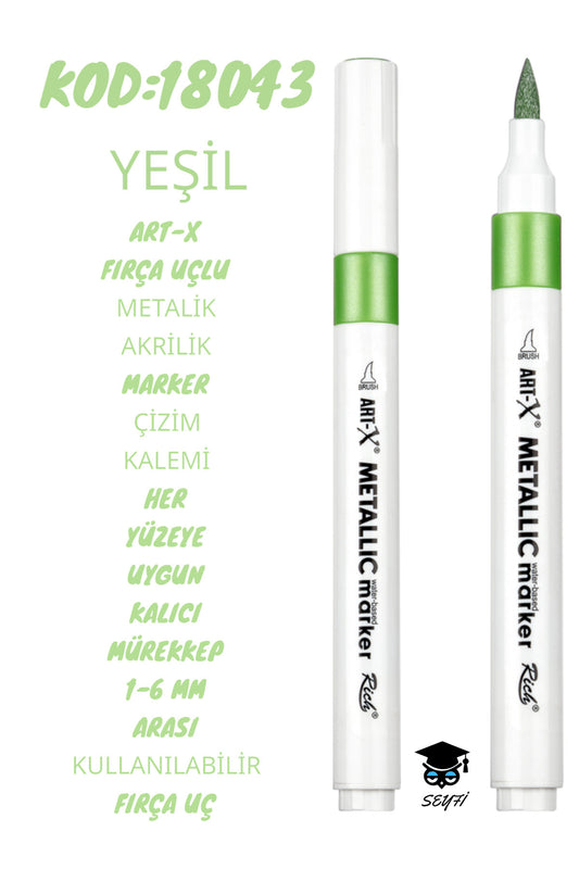 FIRÇA UÇLU METALİK AKRİLİK MARKER ÇİZİM KALEMİ HER YÜZEYE UYGUN KALICI MÜREKKEP 1-6 MM UÇ ART-X