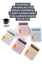 10 HANELİ YUVARLAK TUŞ HESAP MAKİNESİ 1 ADET KARMA RENK YOLLANMAKTADIR 10X15 CM