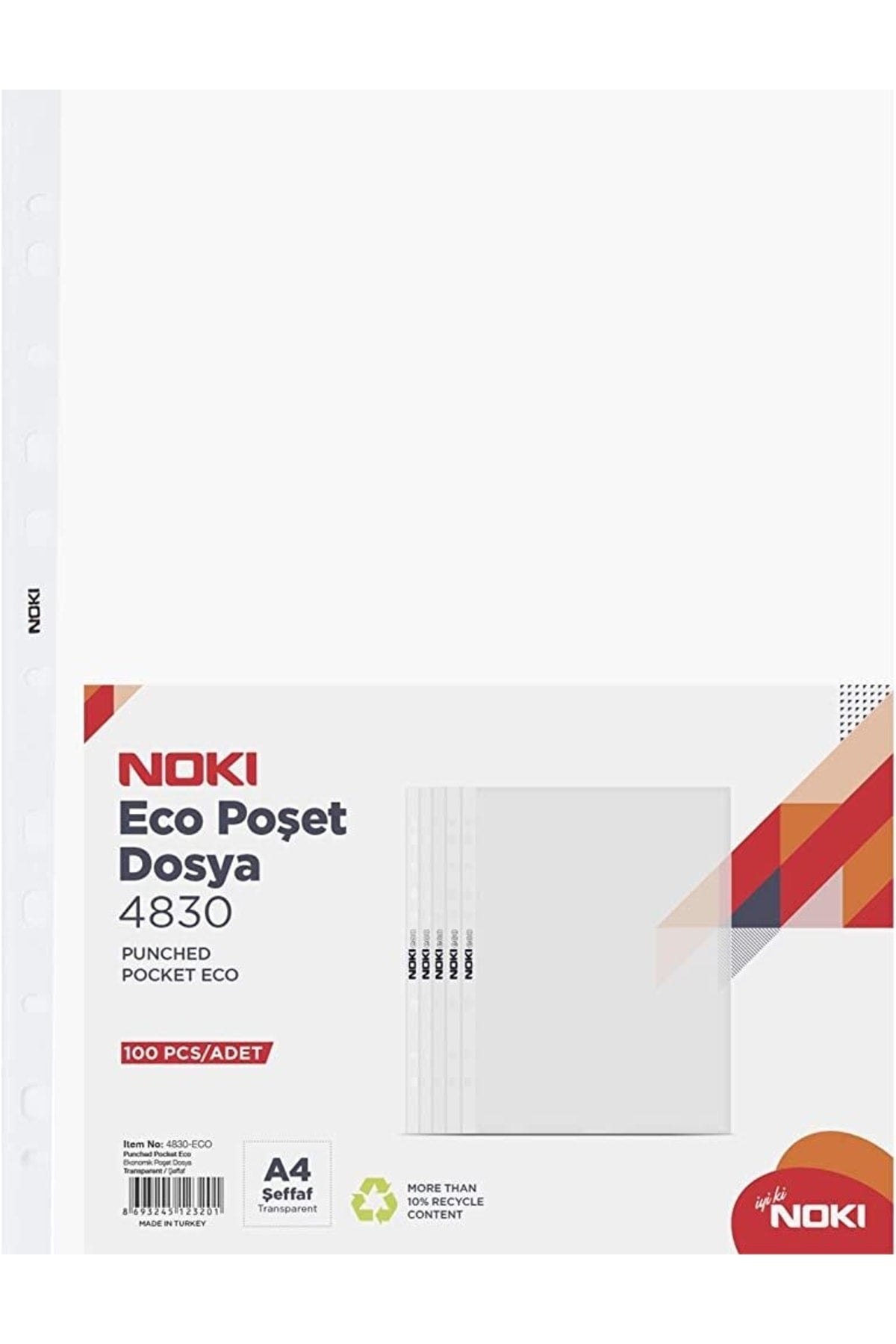 Noki Eco Şeffaf Poşet Dosya 100 Adet 1 Paket