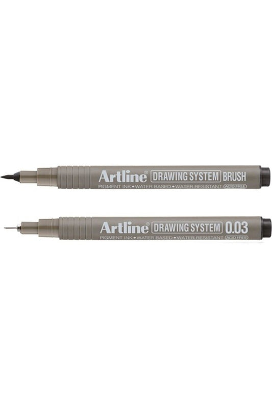 Drawing System Teknik Çizim Kalemi 2'li Set (Brush + 0.03mm)