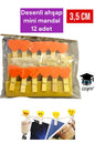 Desenli ahşap mini mandal 12 adet 3,5 cm süsleme mandalı