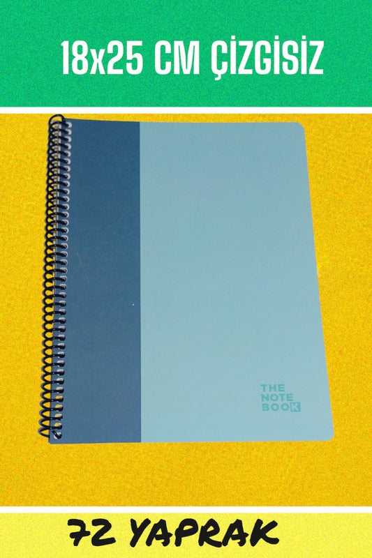 18x25 Cm Çizgisiz 72 Yaprak Telli Karton Kapak Defter 60 Gr Beyaz Sayfa