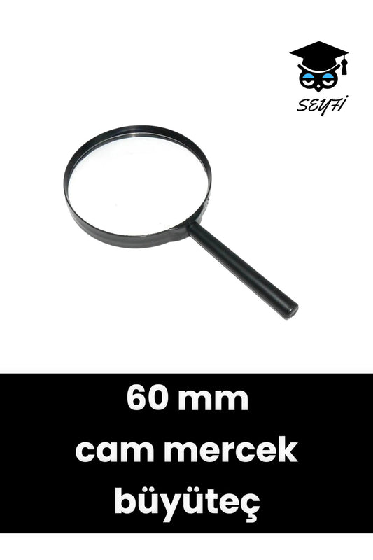 60 mm Saplı büyüteç cam mercek