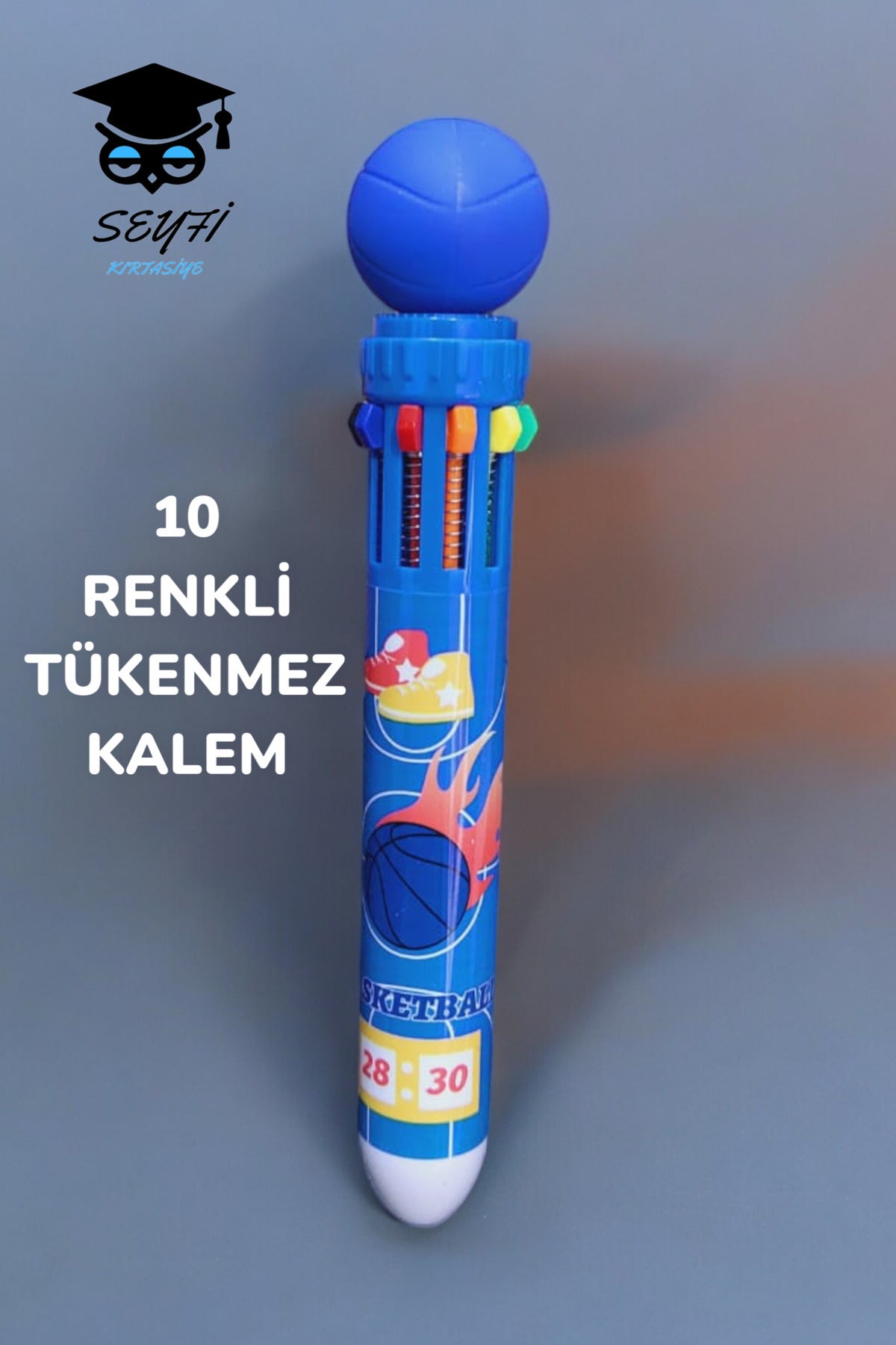 10 RENKLİ TÜKENMEZ KALEM FUTBOL BASKETBOL MODELLER 1 ADET