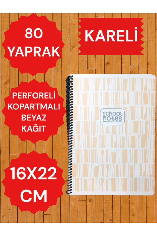 KARELİ 16X22 80 YAPRAK TELLİ DEFTER KARTON KAPAK PERFORELİ