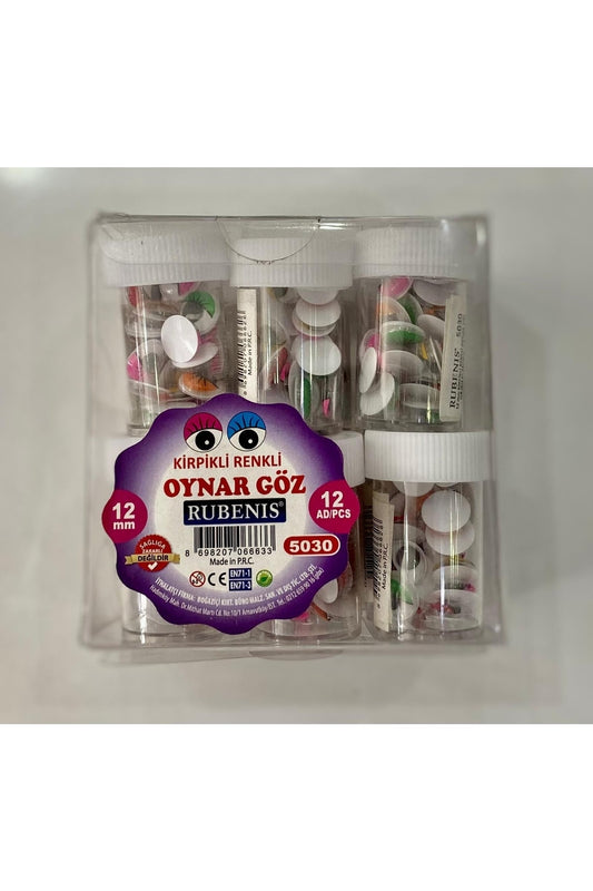 Oynar Göz Kirpikli Renkli 12mm (1 Kutu :12 Paket )