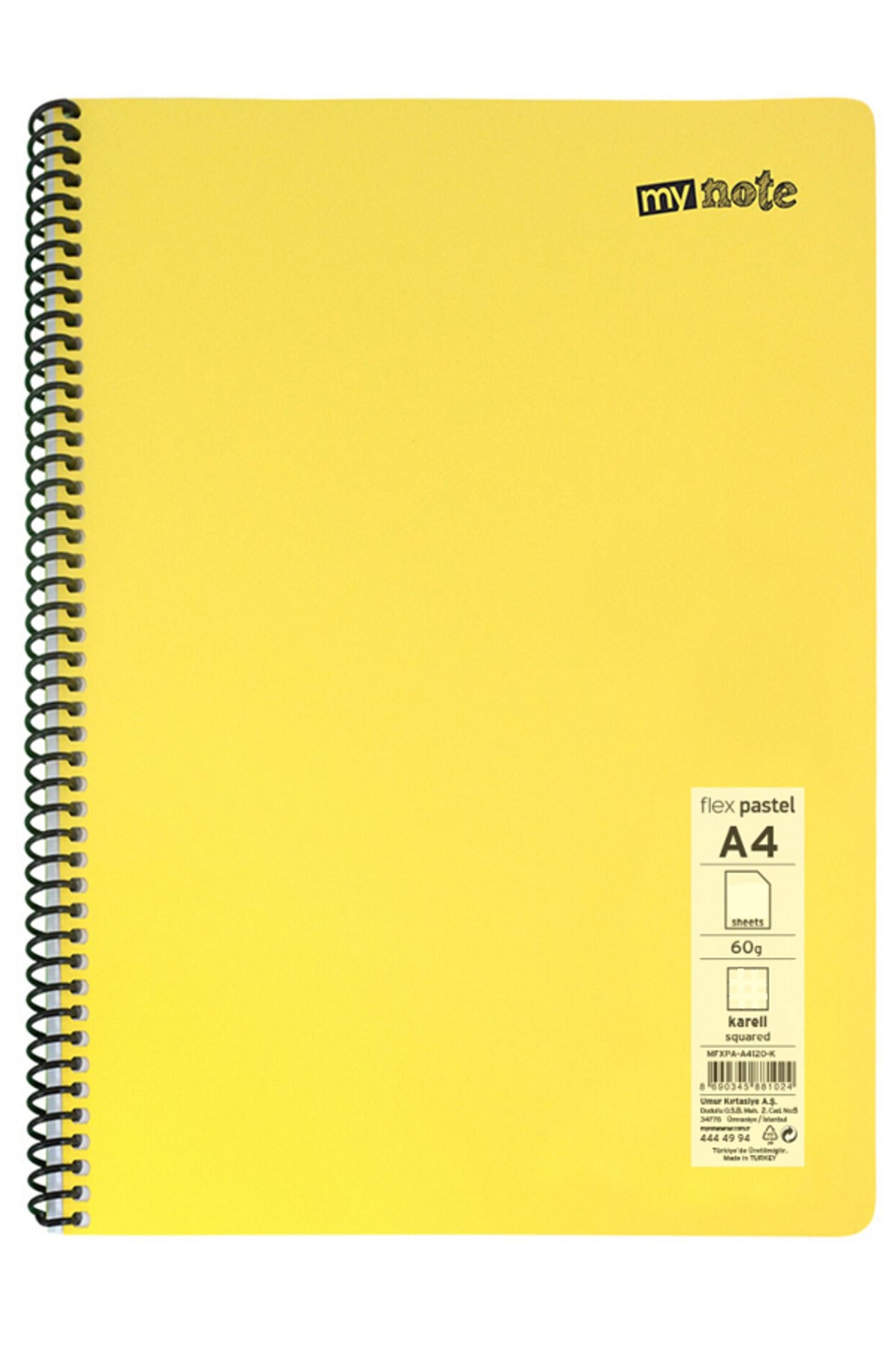 Defter Okul Defteri Spiralli Telli Pp Kapak A4 1 Adet Farklı Renklerde - 120 Sayfa Çizgili ( 1 ADET)