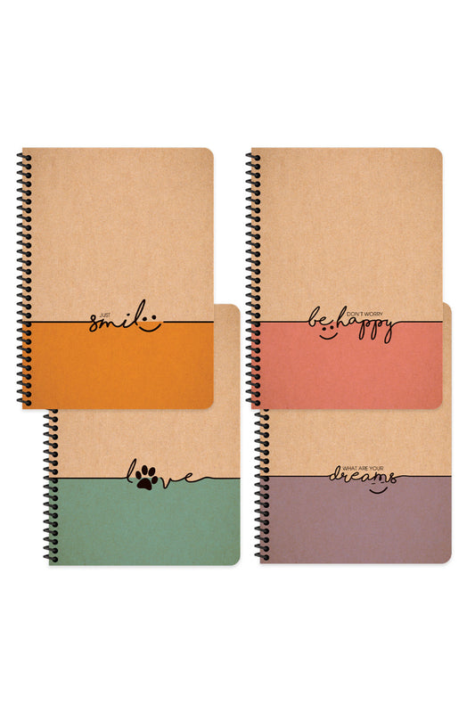 Keskin Color Defter 17X24Cm 80 Yaprak Çizgili Spiralli Kraft Kapak Words 411671-99 (Karışık Renk 1 A