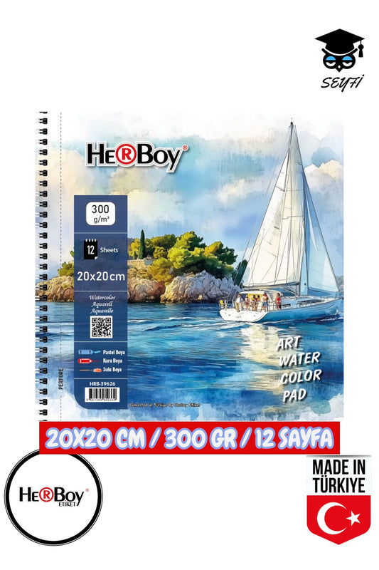 20X20 CM eskiz kara kalem çizim defteri 300 gr TELLİ 12 sayfa HERBOY