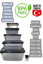 plastik saklama kabı KARE 5'Lİ 250 ML 500 ML 900 ML 1500 ML 2500 ML