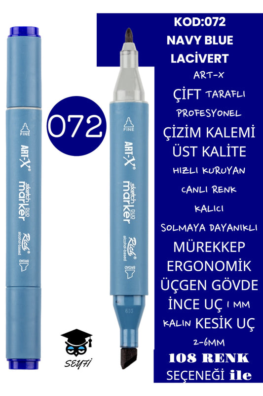 ÇİFT TARAFLI PROFESYONEL ÇİZİM KALEMİ KALICI MÜREKKEP ÜÇGEN GÖVDE İNCE UÇ 1 MM KESİK UÇ 2-6MM SKETCH