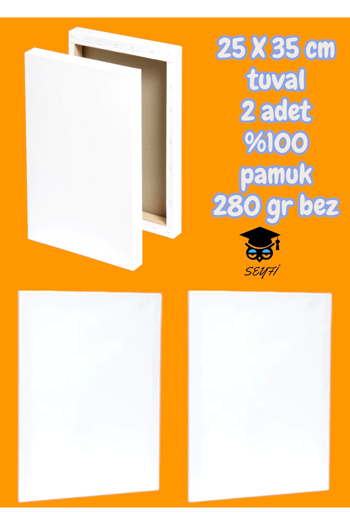 25 X 35 cm tuval 2 adet %100 pamuk 280 gr bez