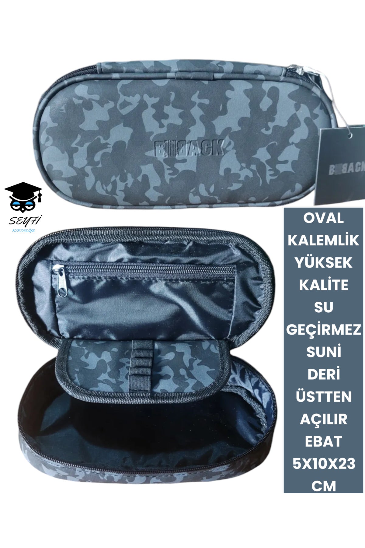 Oval Kalemlik Üstten Açılır Kaliteli Su Geçirmez Kumaş 5x10x23 cm kalem çantası kalem kutusu