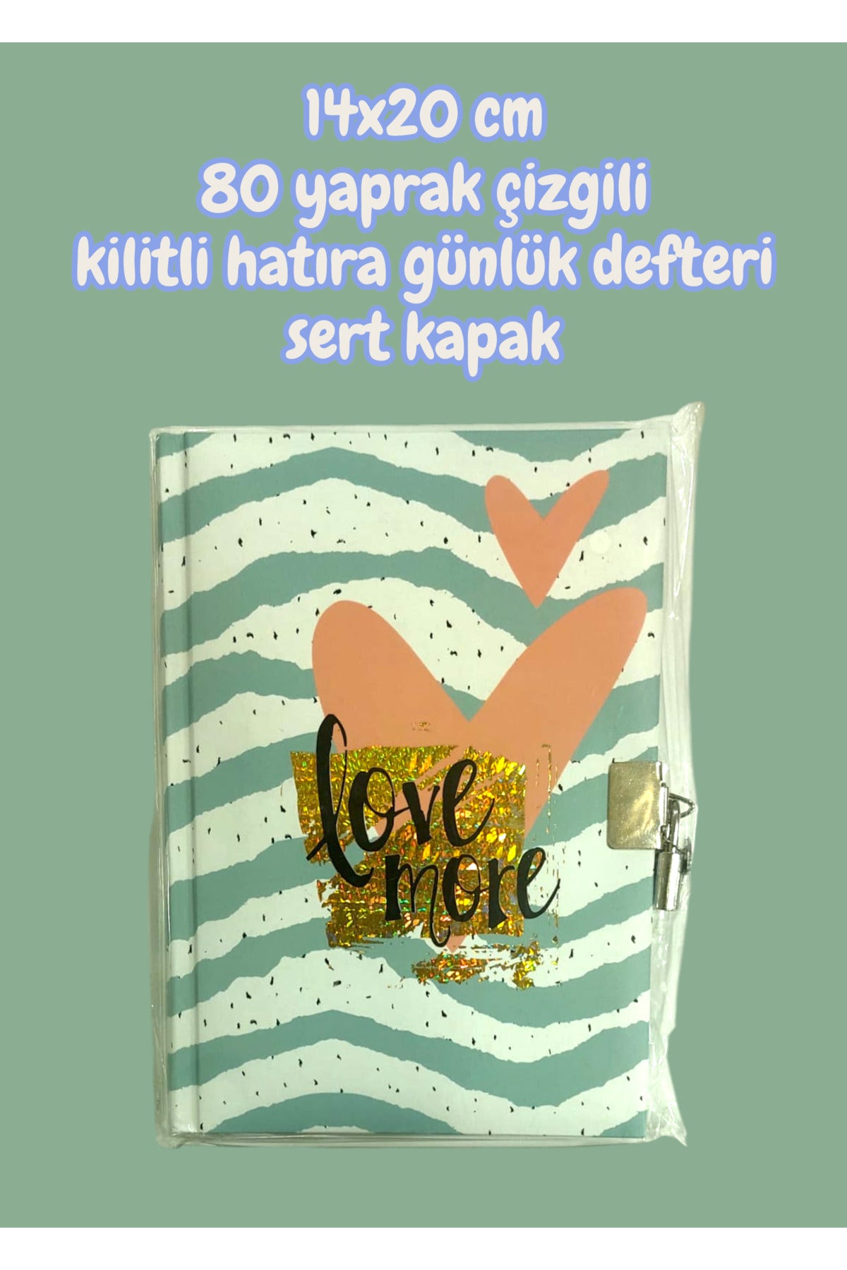 14x20 cm 80 yaprak çizgili kilitli hatıra günlük defteri sert kapak