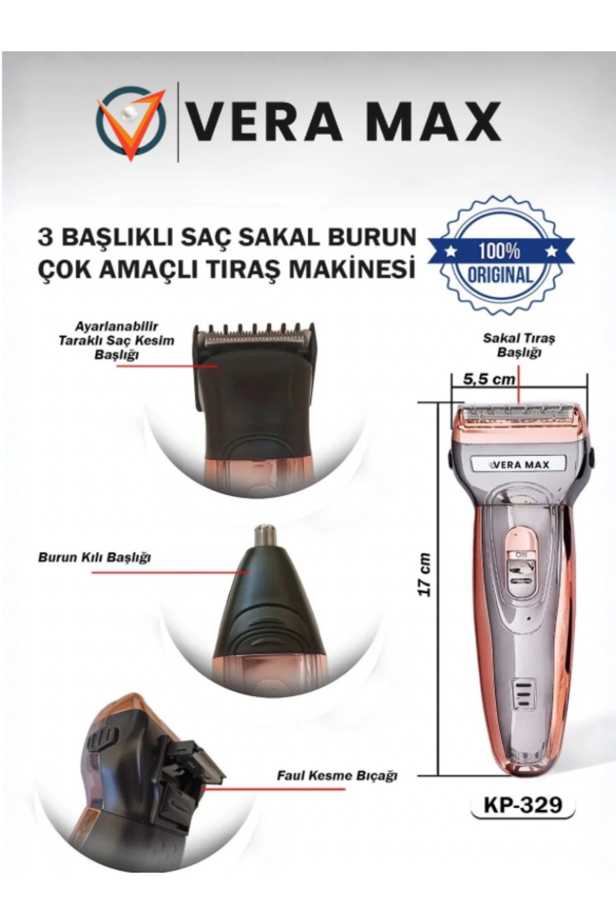 Profesyonel Saç Sakal Burun Çok Amaçlı Tıraş Makinesi