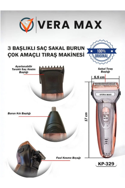 Profesyonel Saç Sakal Burun Çok Amaçlı Tıraş Makinesi